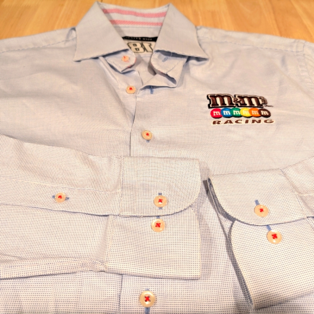 Hammer Made M&M Racing #18, Men's Collared Shirt Sz 39 15.5, W Embroidered Logos - Picture 4 of 9